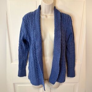 L.L Bean Cozy Blue Women's Cable Knit Cardigan